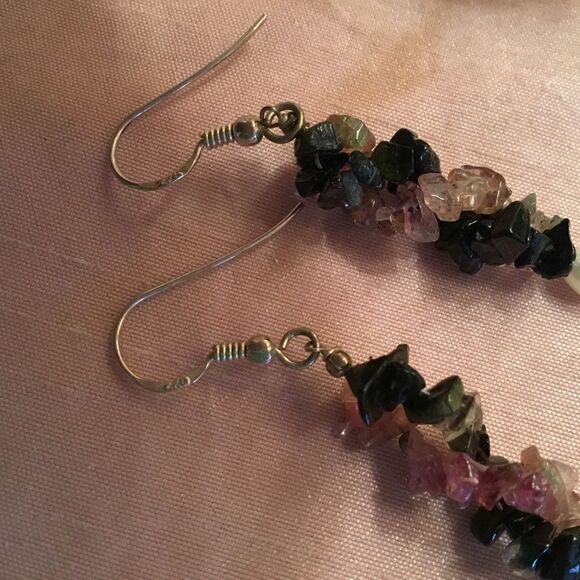 Sterling Silver Tourmaline & Pearl Earrings - Picture 6 of 6